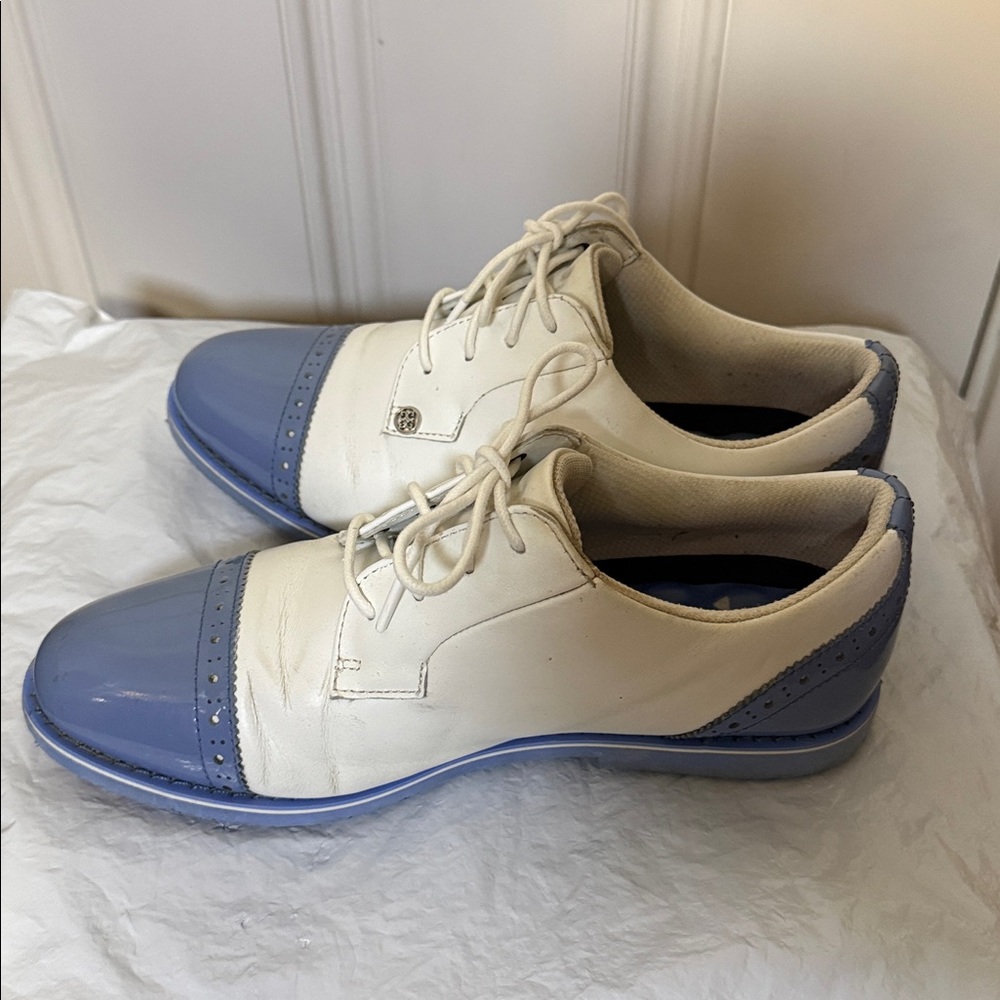 G/FORE Womens Cap Toe Gallivanter Golf Shoes - Snow/Vista Blue Size 8.5 - Picture 7 of 10
